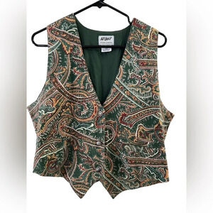 Vintage Atlast cotton green paisley vest